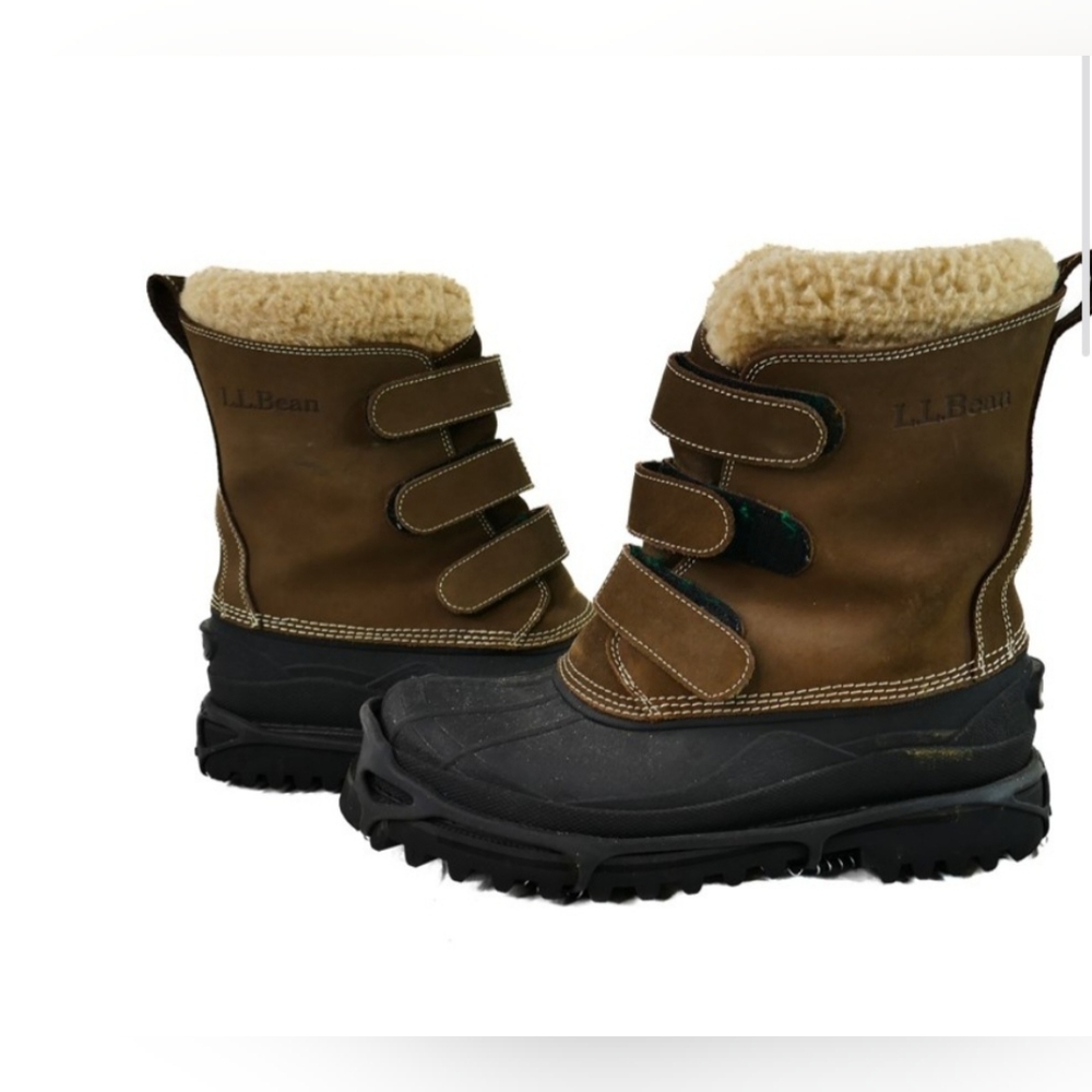 LL Bean Leather Winter Hiking Boots W/ Yaktrax Size 11